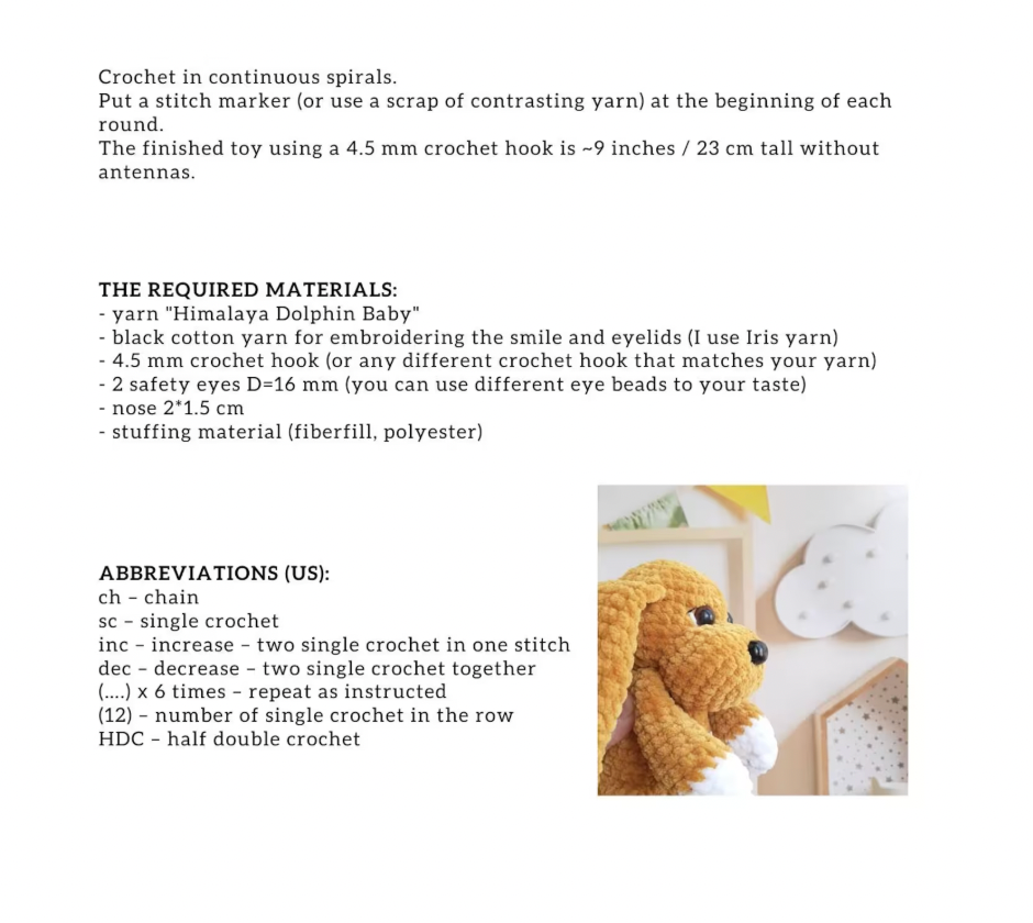 Crochet Plush Puppy โ PDF Pattern for Beginners