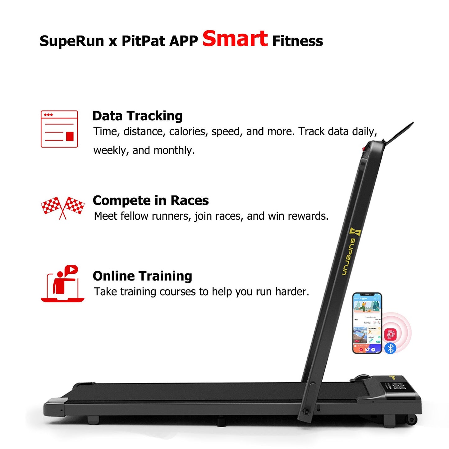 SupeRun® BA03 Smart Walking Pad Under Desk Treadmill with remote control